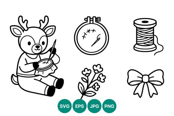 Cute Deer Sewing Graphics: Illustrations for Branding