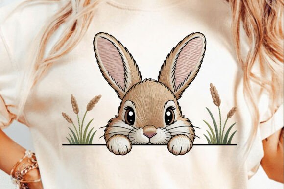 Easter Bunny Machine Embroidery Png Svg Graphics & T-Shirt Designs