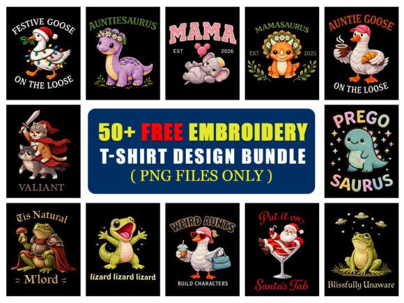 Embroidery T-Shirt PNG Bundle Free: Graphics & Freebies