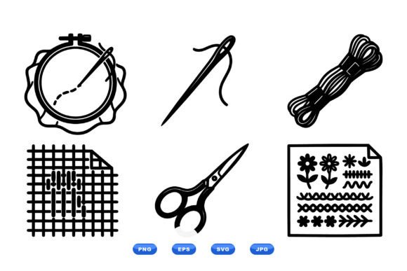 Hand Embroidery Icon Pack: Graphics for Crafts Branding