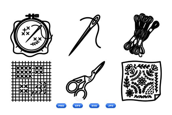Hand Embroidery SVG Icons: Graphics for Crafts Branding