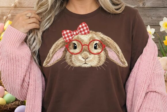 Happy Easter Bunny Faux Embroidery Graphics & Illustrations