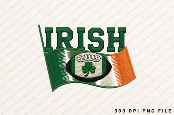Irish Football Embroidery PNG Design for Graphics & Tees