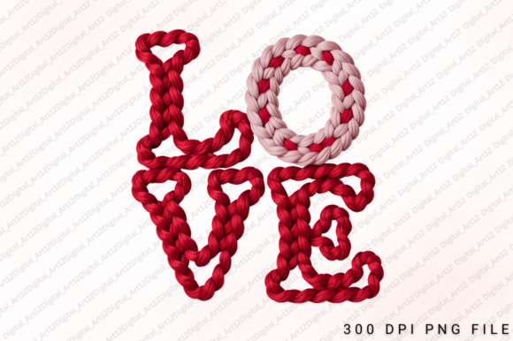 Love Knitted Embroidery PNG Design: Graphics for T-Shirt Designs