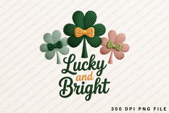 Lucky and Bright Embroidery PNG for T-Shirt Graphics