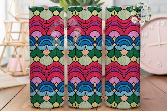 Pastel Scallop Embroidery Graphics for Tumbler Wraps